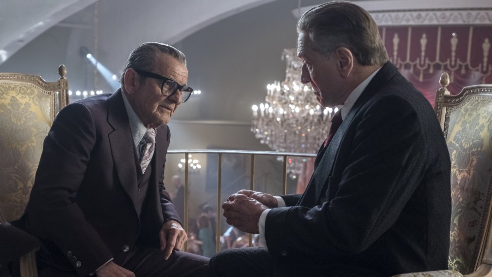 Joe Pesci as Russell Bufalino and Robert De Niro as Frank Sheeran in The Irishman