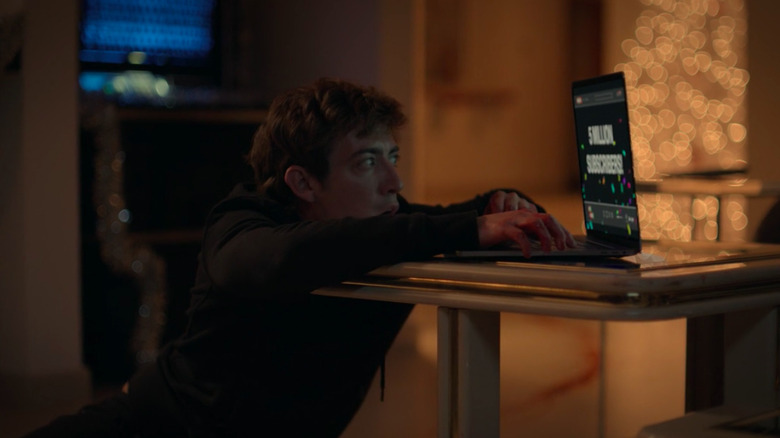 Barry crawling to computer