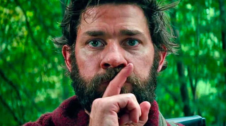 John Krasinski shushing in A Quiet Place