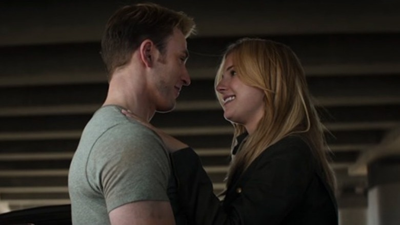 Steve Rogers and Sharon Carter smiling at each other