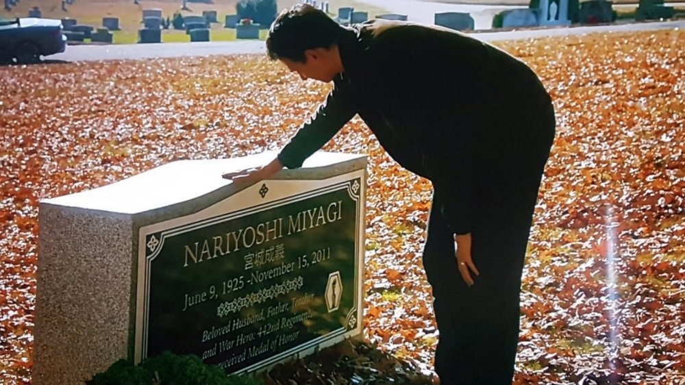 Daniel LaRusso at Miyagi's grave
