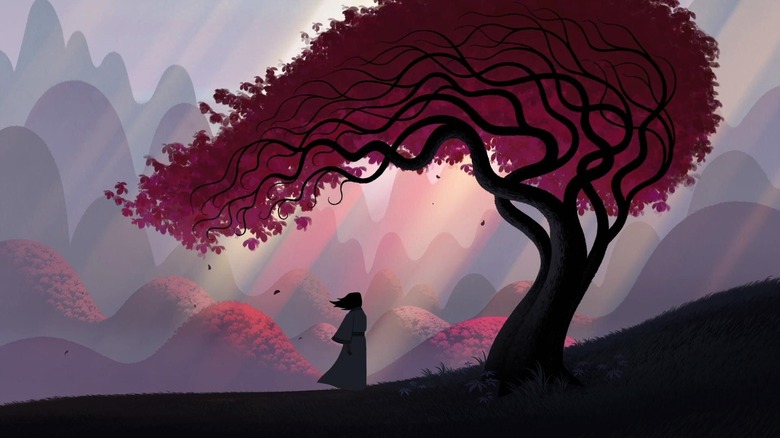 Samurai Jack beneath sakura tree