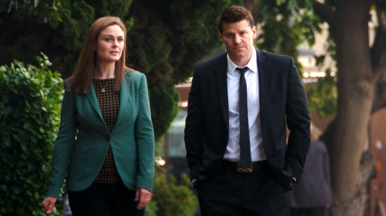 Temperance Brennan and Seeley Booth walking together