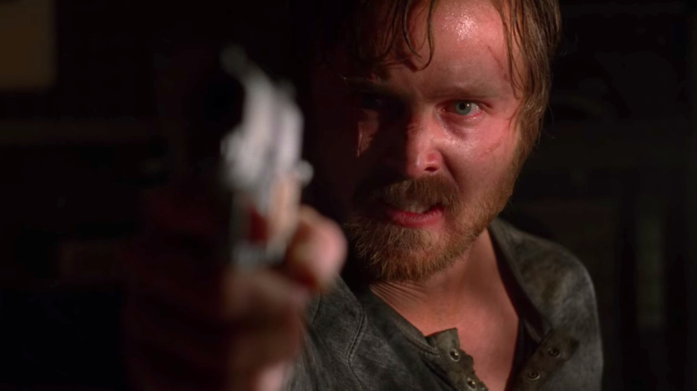 Jesse Pinkman pointing a gun 