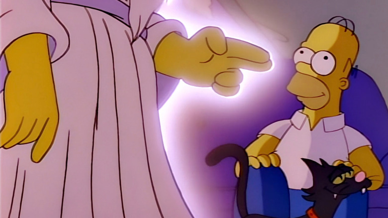 God pointing at Homer