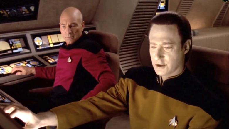 Picard and Data flying shuttle