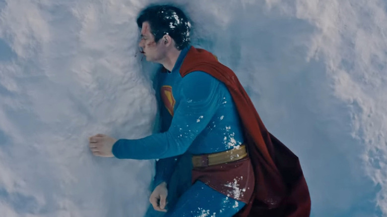 Superman lying in the snow in 