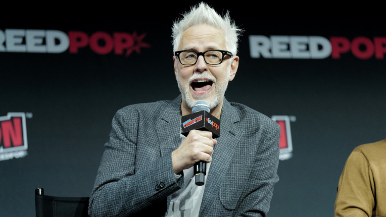 James Gunn talking to fans at a convention