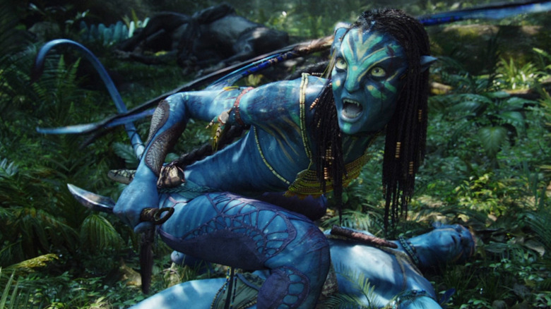 Neytiri protecting Jake Sully