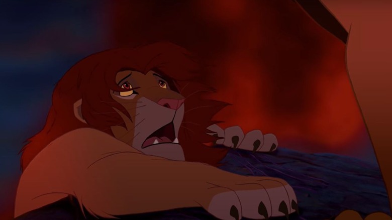 Simba falling from Pride Rock