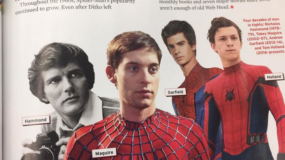 An Entertainment Weekly graphic referencing Nicholas Hammond's time as Spider-Man