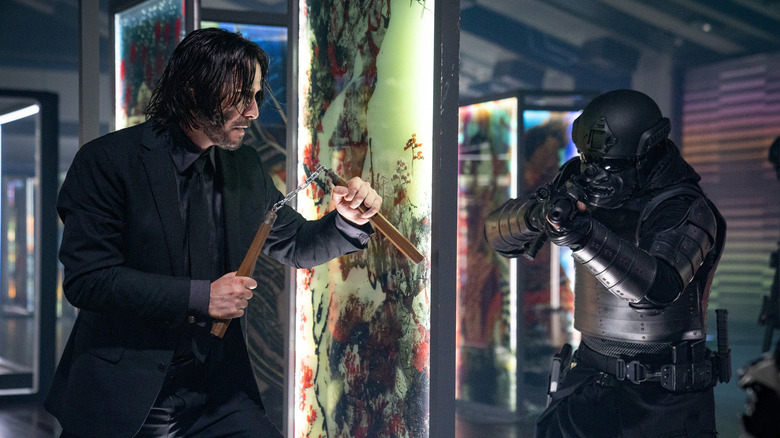 John Wick fighting with nunchuks