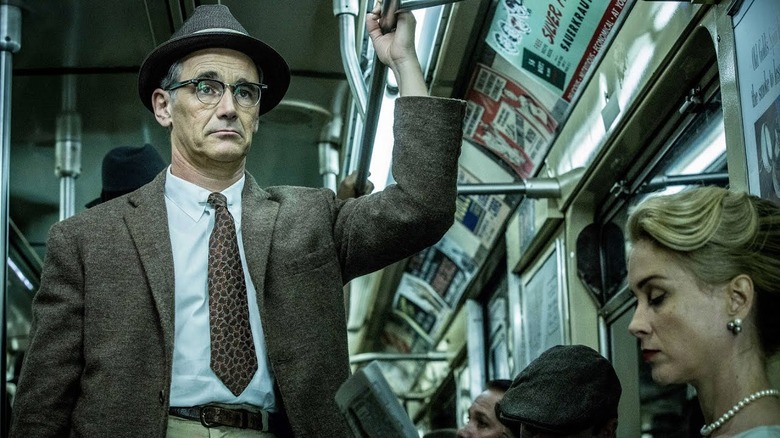 Mark Rylance riding a bus