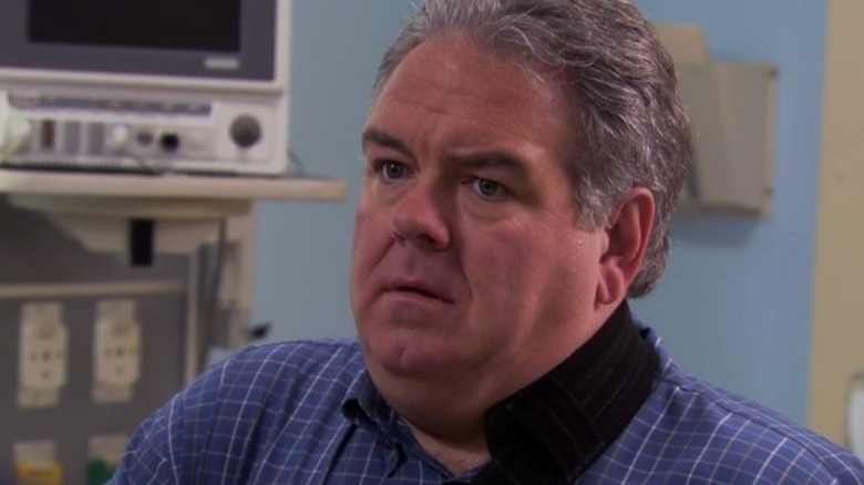 Jerry Gergich wearing a sling