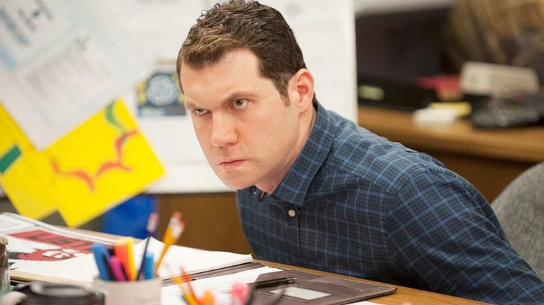 Billy Eichner Craig Middlebrooks scowling desk