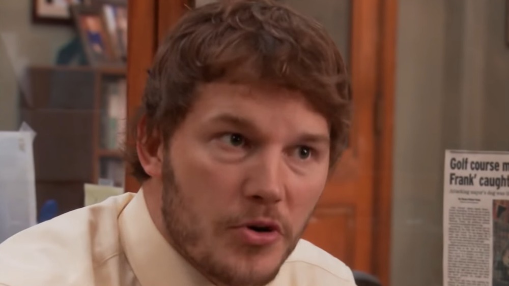 Chris Pratt Andy Dwyer mouth open