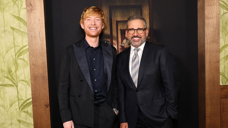 Domnhall Gleeson and Steve Carell smiling