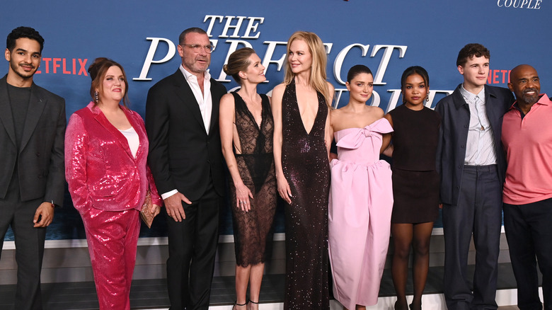 The cast of "The Perfect Couple" pose for a photo at the premiere