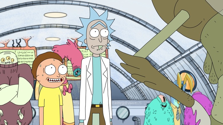 Morty and Rick stand nervously