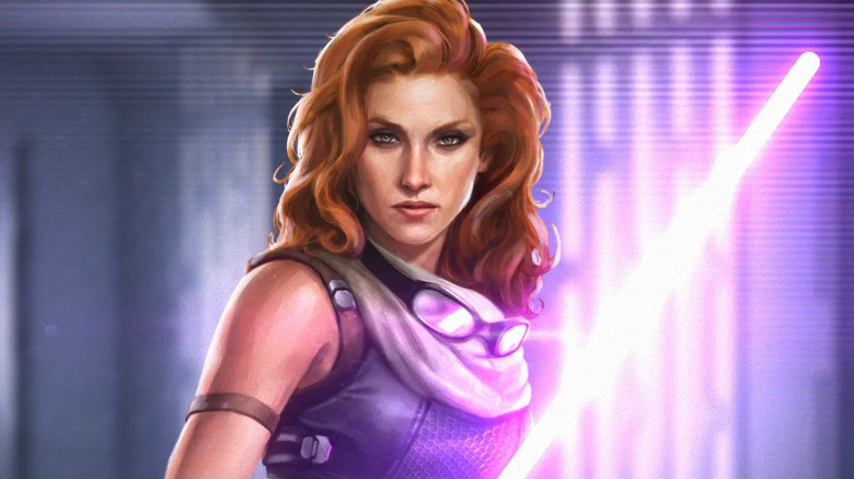 Mara Jade holds lightsaber