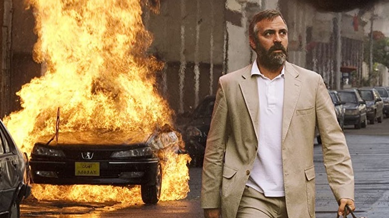 Barnes walking away from a burning car