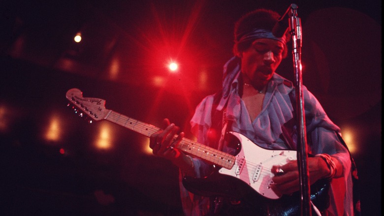 Jimi Hendrix performing 