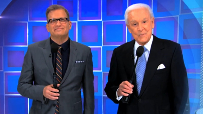 Drew Carey and Bob Barker speaking 