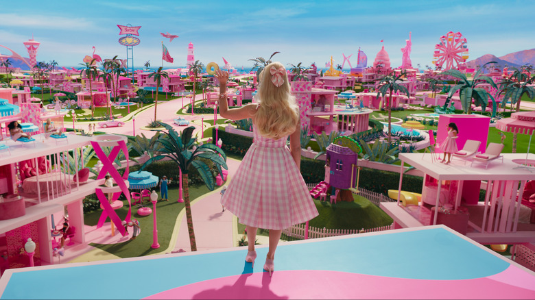 Barbie waves good morning to the residents of Barbieland