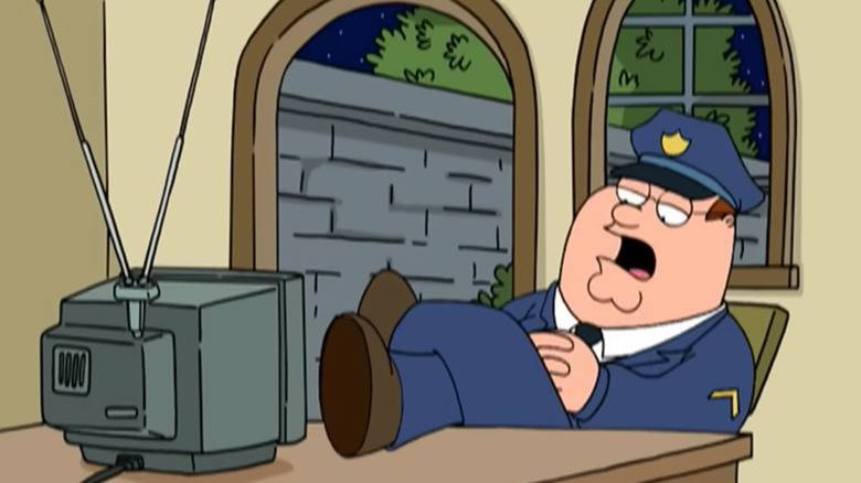 Peter Griffin leaning back in chair