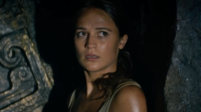 Lara Croft looking concerned