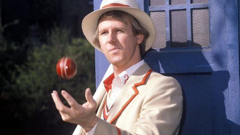 Fifth Doctor catching a ball