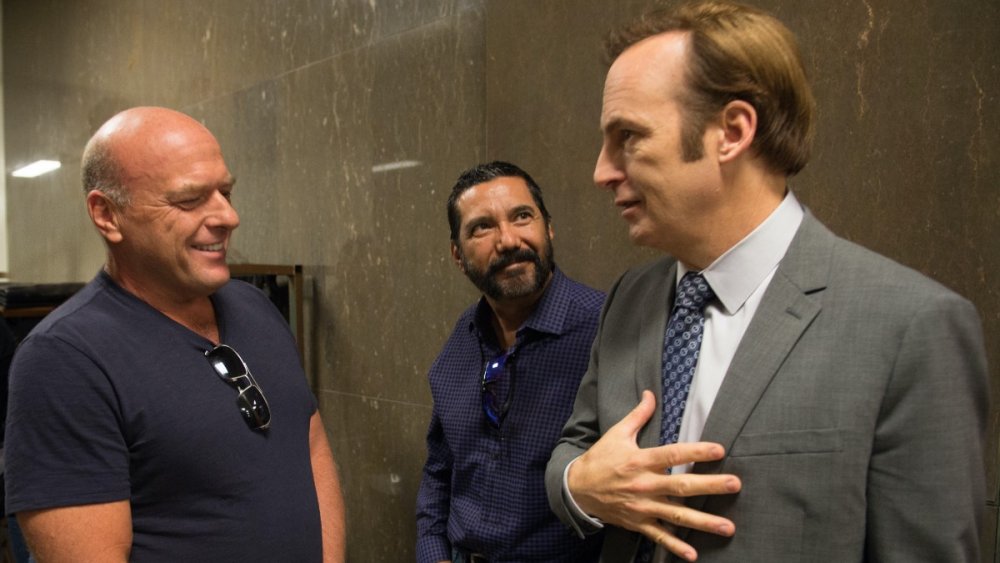 Dean Norris, Steven Quezada, and Bob Odenkirk as Hank, Gomez, and Saul in Better Call Saul season 5