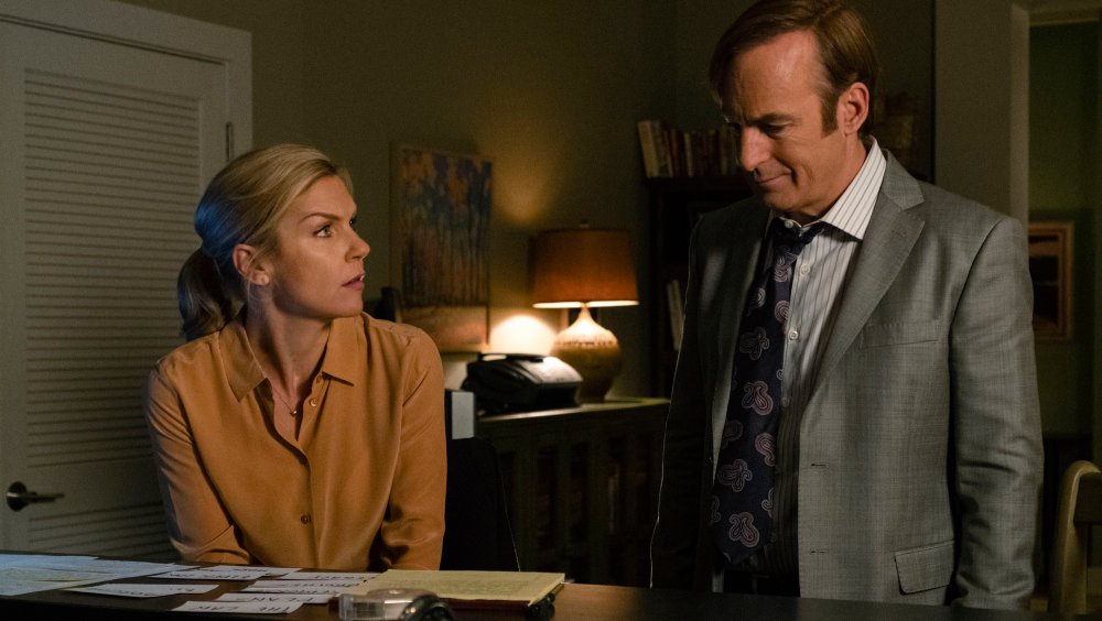 Rhea Seehorn and Bob Odenkirk as Kim Wexler and Jimmy McGill on Better Call Saul