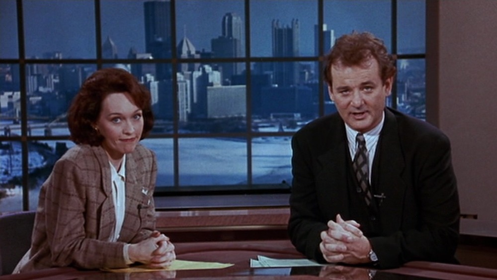 Phil Connors giving a newscast