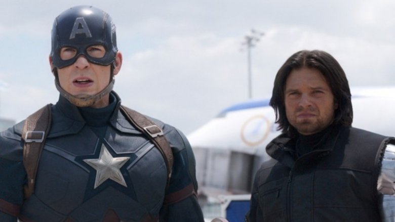 Cap and Bucky in Captain America: Civil War