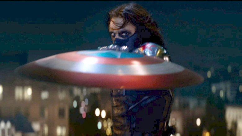 Bucky catching Cap's shield