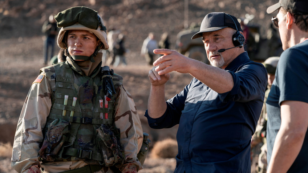 Tom Holland and Newton Thomas Sigel on the set of Cherry