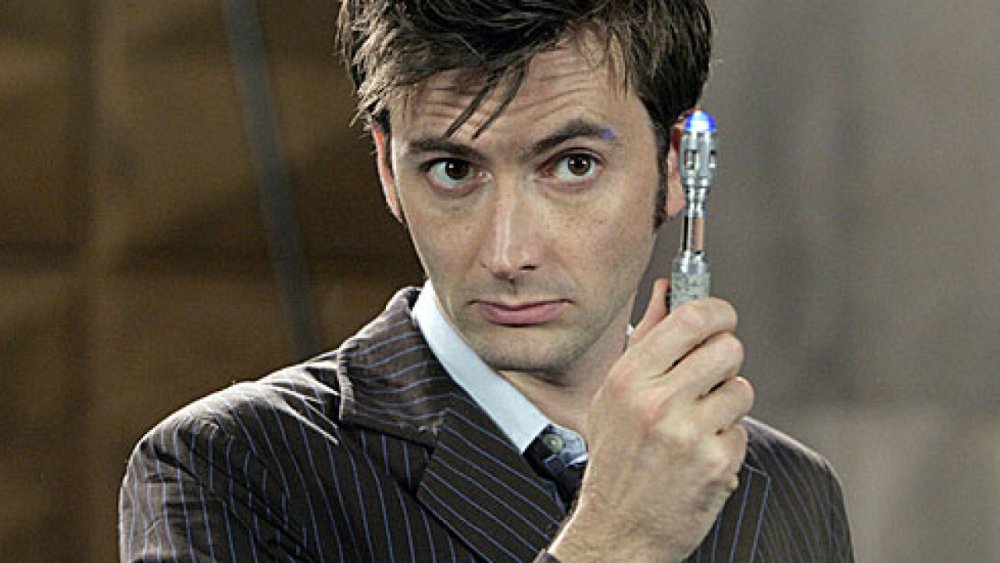 The Tenth Doctor with his Sonic Screwdriver on Doctor Who