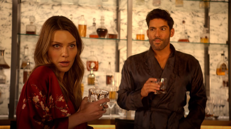 Chloe and Lucifer look shocked 