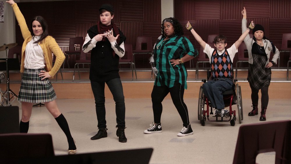 Lea Michele, Chris Colfer, Amber Riley, Kevin McHale, and Jenna Ushkowitz in Glee