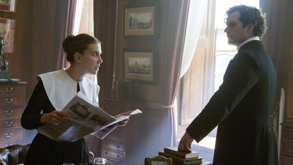 Millie Bobby Brown and Henry Cavill in Enola Holmes