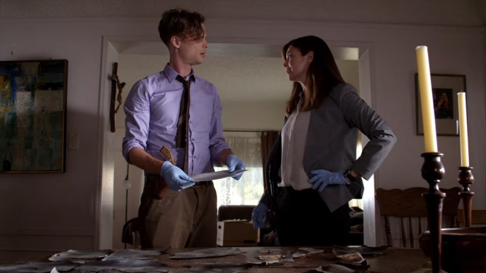 Blake and Reid working a case on Criminal Minds