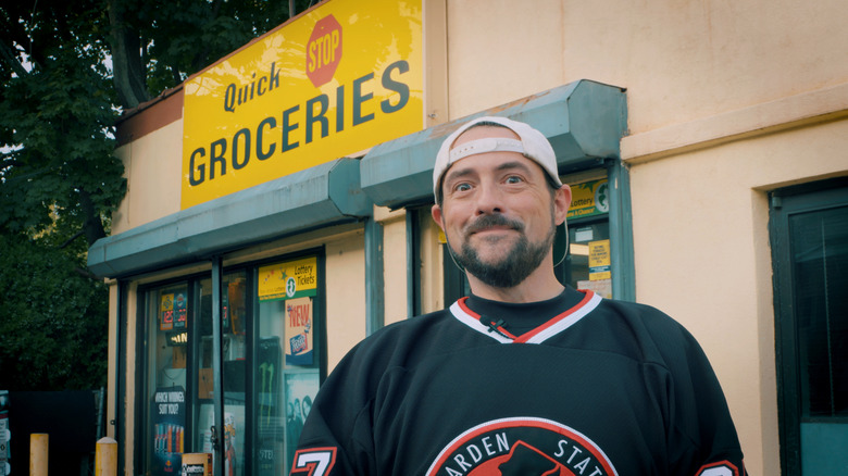 Kevin Smith in front of the Quick Stop