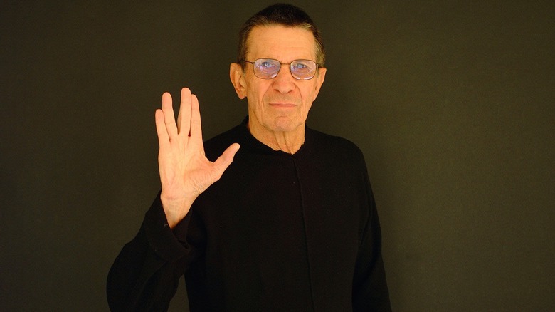 Leonard Nimoy performing Vulcan salute