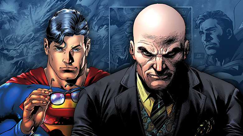 Superman standing behind Lex Luthor