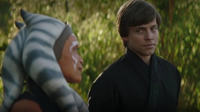 Ahsoka Tano looking at Luke Skywalker