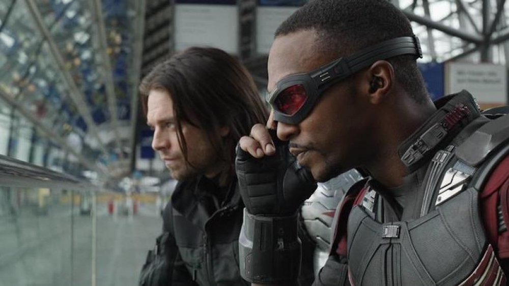 Sebastian Stan and Anthony Mackie in Captain America: Civil War