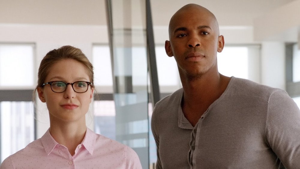 Melissa Benoist and Mehcad Brooks as Kara and James in Supergirl