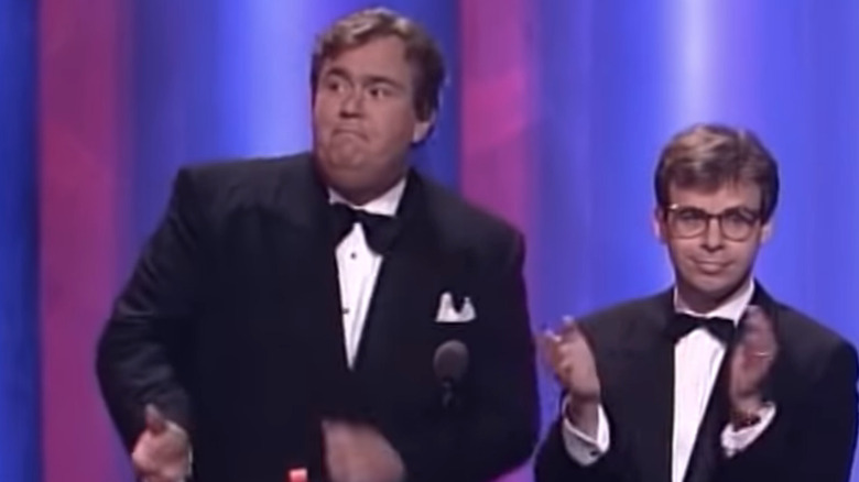 John Candy and Rick Moranis presenting award