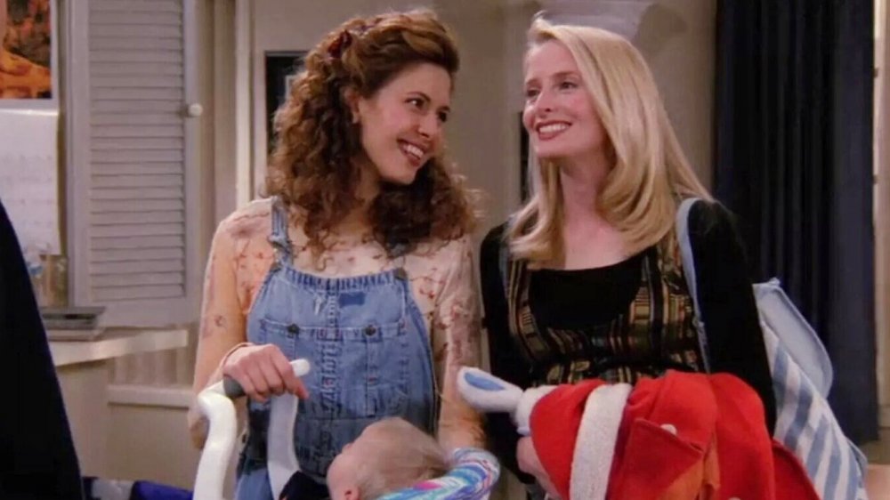 Jessica Hecht, Jane Sibbett, and Charles Thomas Allen as Susan, Carol, and Ben on Friends